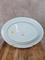 🐓 Grand plat ovale en porcelaine chinoise Famille - rose – décor de coqs et fleurs