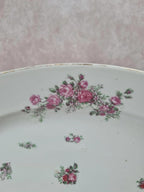 🌹 Grand plat ovale en porcelaine décor fleurs anciennes