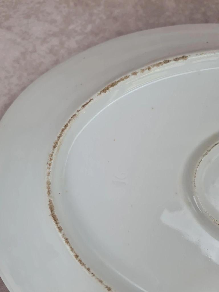🌹 Grand plat ovale en porcelaine décor fleurs anciennes