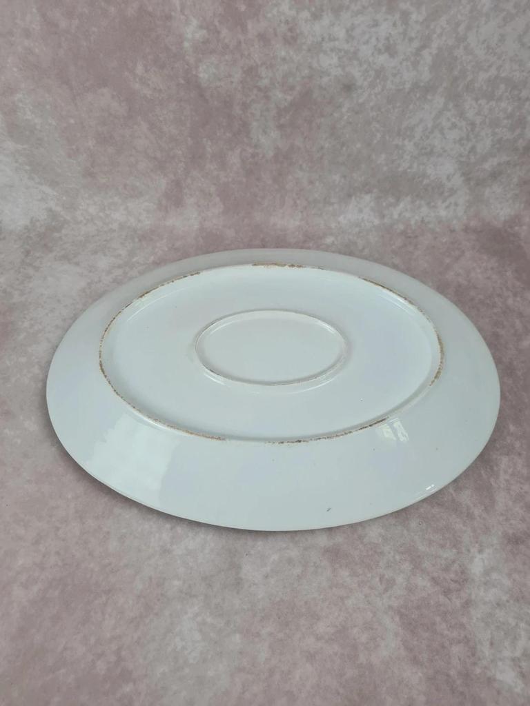 🌹 Grand plat ovale en porcelaine décor fleurs anciennes