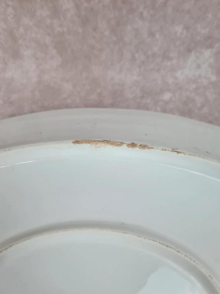🌹 Grand plat ovale en porcelaine décor fleurs anciennes