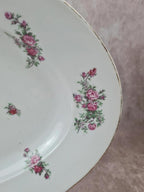 🌹 Grand plat ovale en porcelaine décor fleurs anciennes