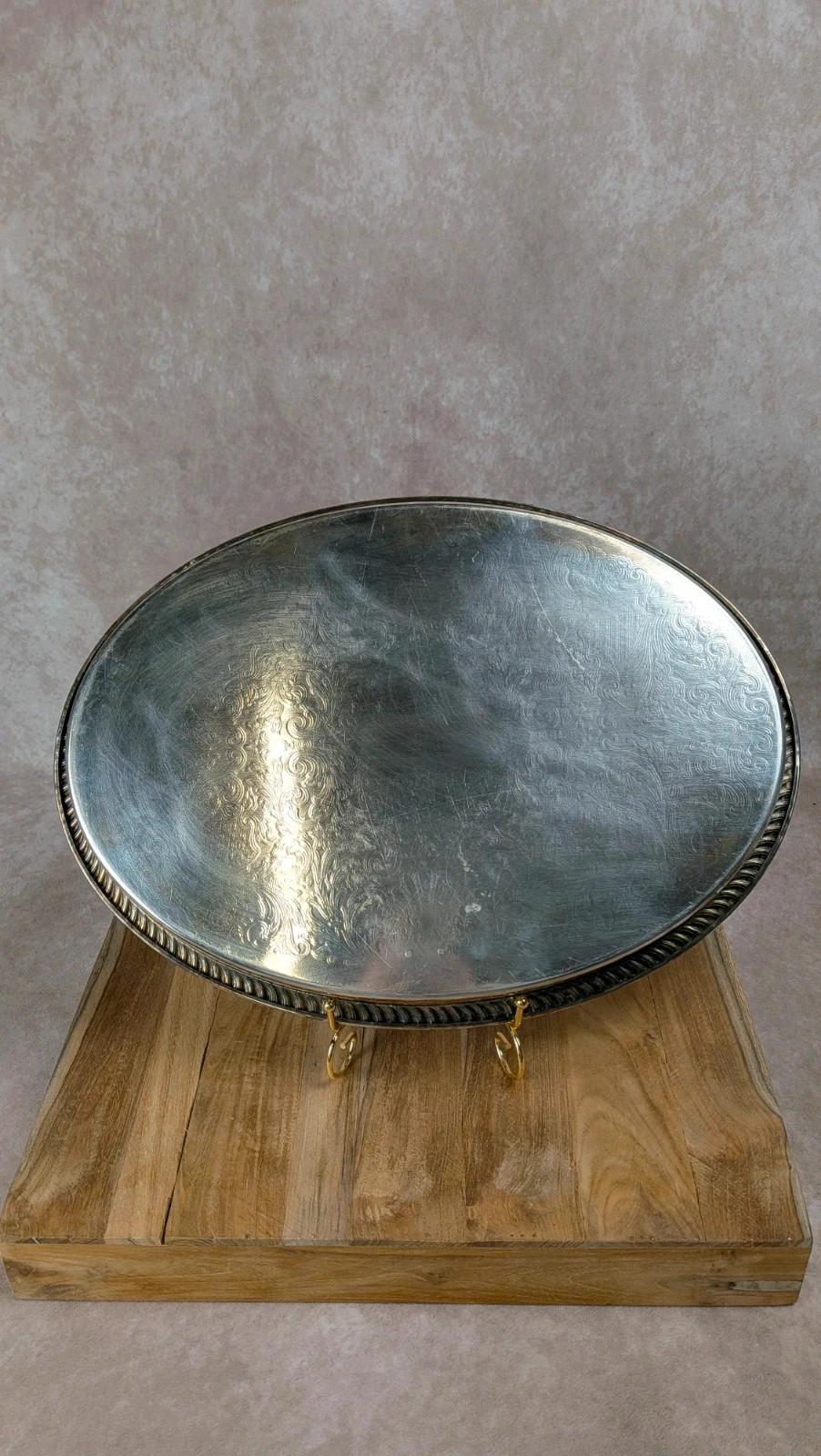 Grand plateau ancien Produx Paris en métal argenté – poinçon tête de sphinx