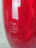 Grand vase en verre rubis sur pied – Empoli, Italie 🌹