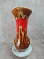 🏺 Grand vase vintage signé Baudin 83 – émaillé rouge et brun