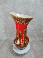 🏺 Grand vase vintage signé Baudin 83 – émaillé rouge et brun