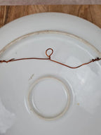 Grande assiette décorative ancienne peinte main – scène de bord de mer 🎨