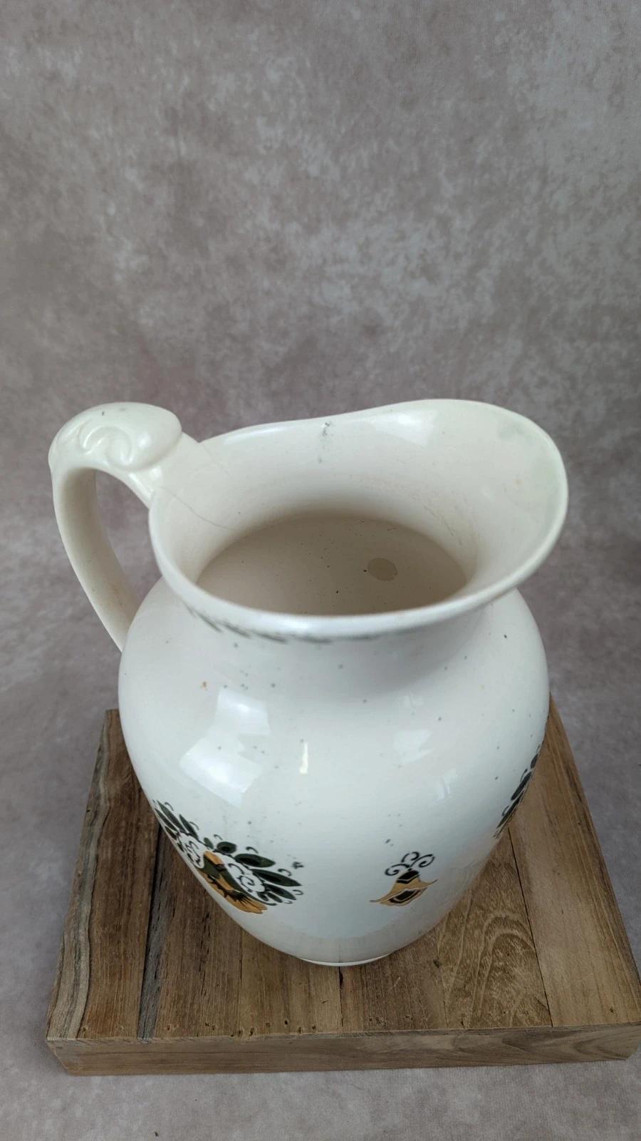 Grande cruche ancienne Villeroy & Boch 🌿 faïence émaillée décor floral