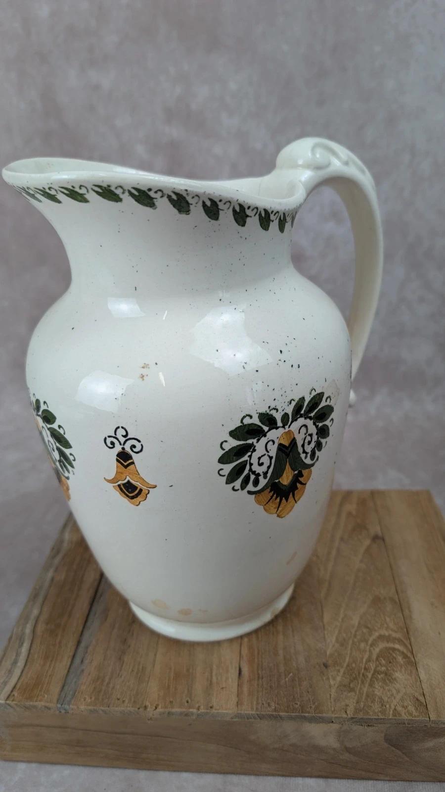 Grande cruche ancienne Villeroy & Boch 🌿 faïence émaillée décor floral