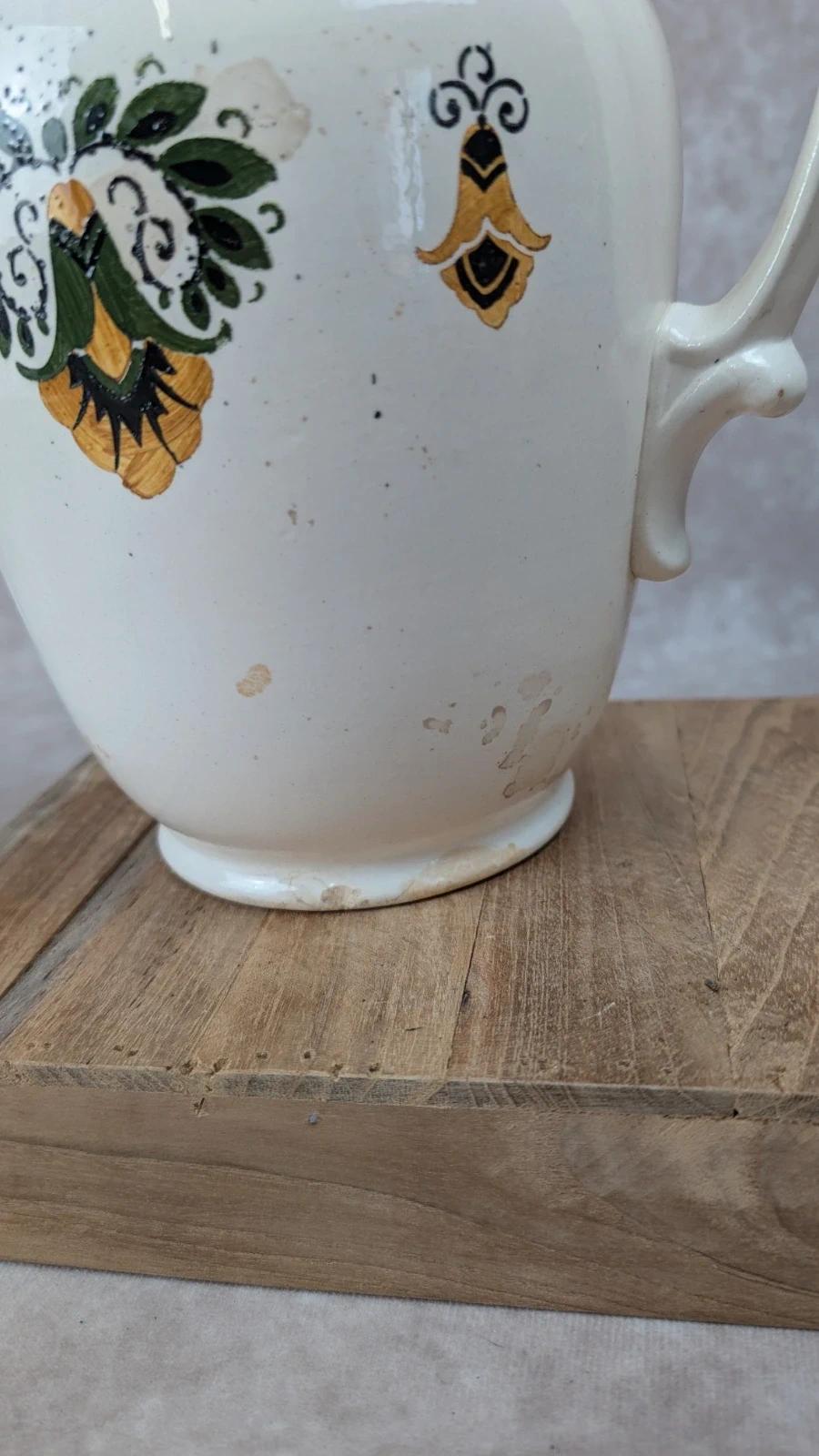 Grande cruche ancienne Villeroy & Boch 🌿 faïence émaillée décor floral