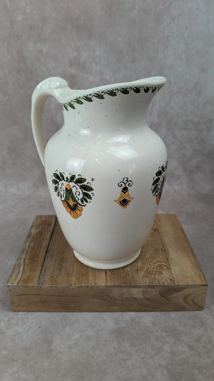 Grande cruche ancienne Villeroy & Boch 🌿 faïence émaillée décor floral