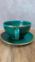 Grande tasse vintage Saint - clément + sous - tasse verte
