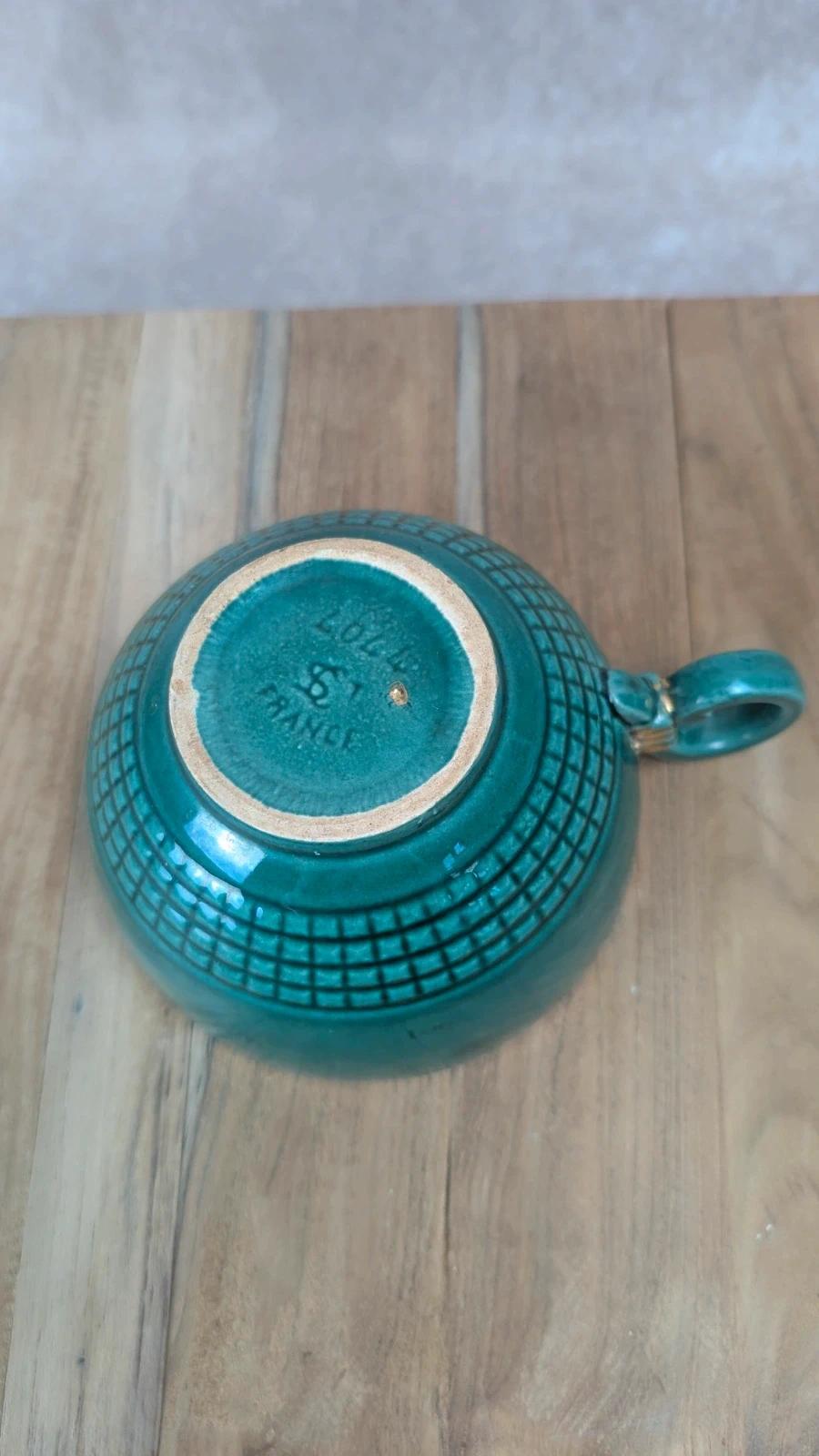 Grande tasse vintage Saint - clément + sous - tasse verte