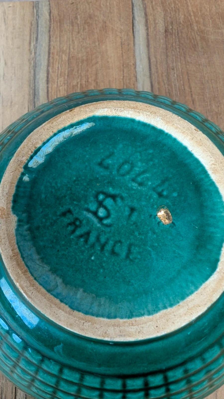Grande tasse vintage Saint - clément + sous - tasse verte