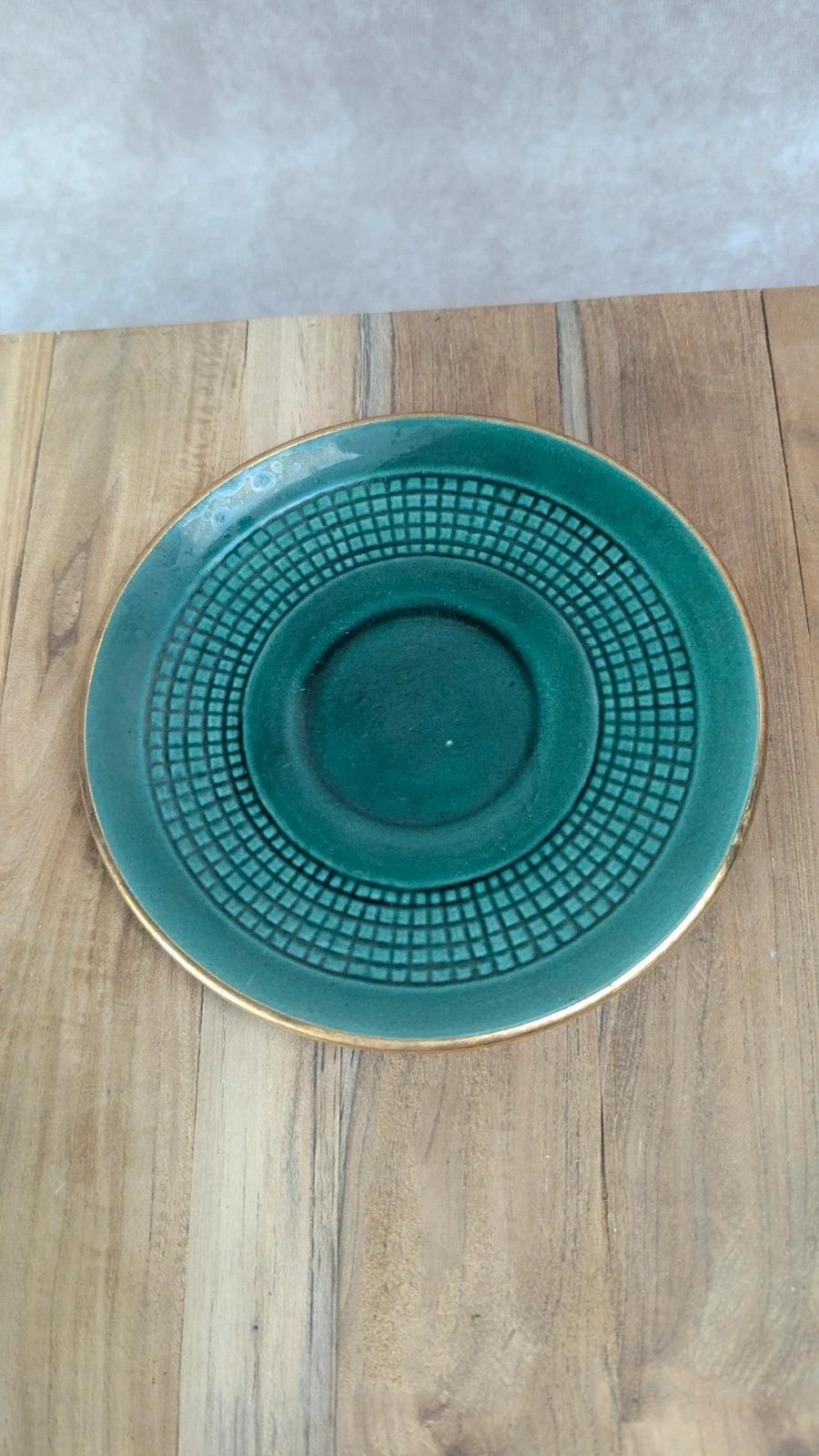 Grande tasse vintage Saint - clément + sous - tasse verte