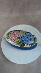 Jolie boîte en faïence peinte à la main Hortensias bleus & roses – A. Silveira Açores