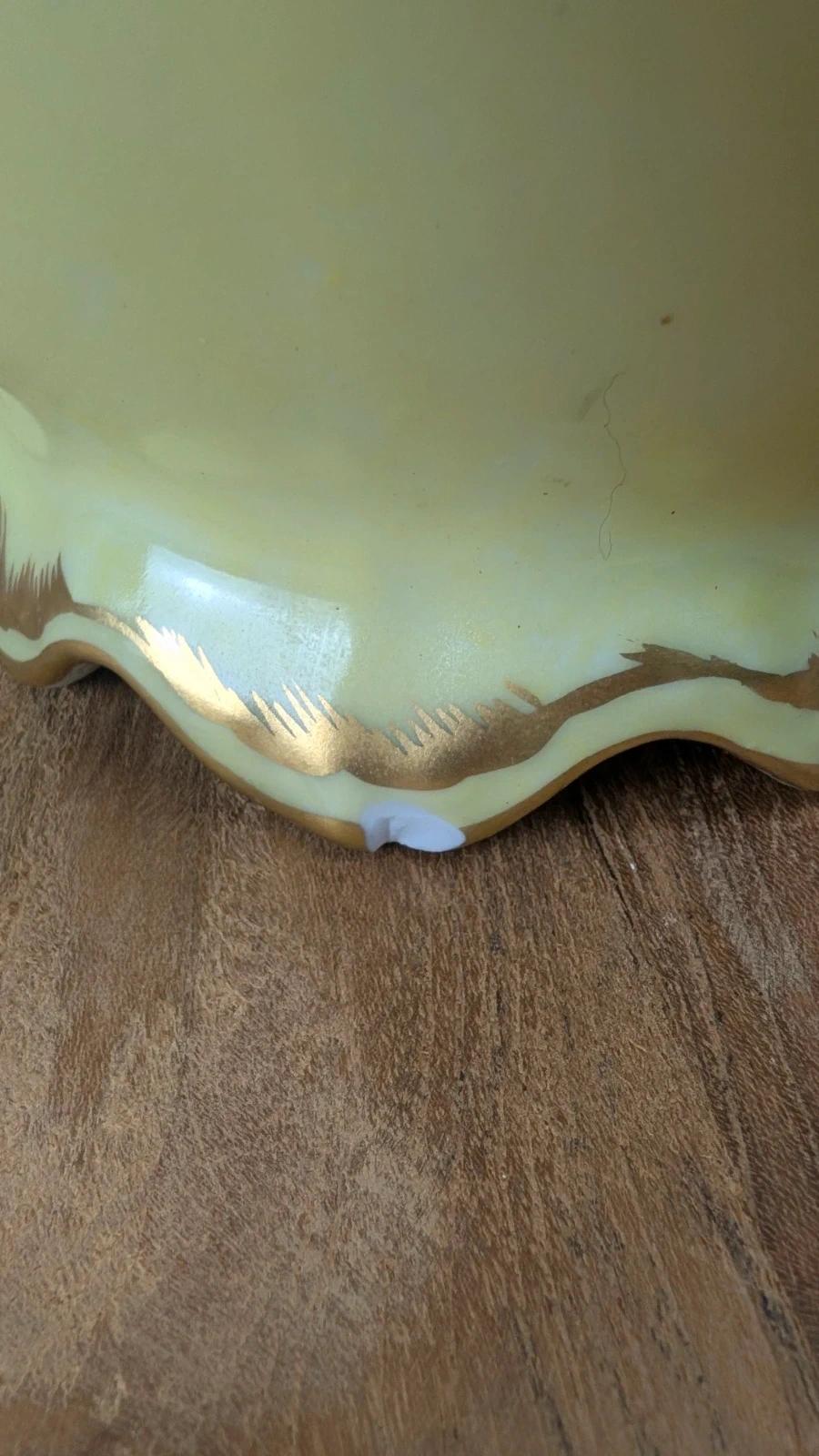 Lampe ancienne en porcelaine de Limoges Lucien Michelaud – décor main signé J. François