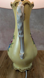 Lampe ancienne en porcelaine de Limoges Lucien Michelaud – décor main signé J. François