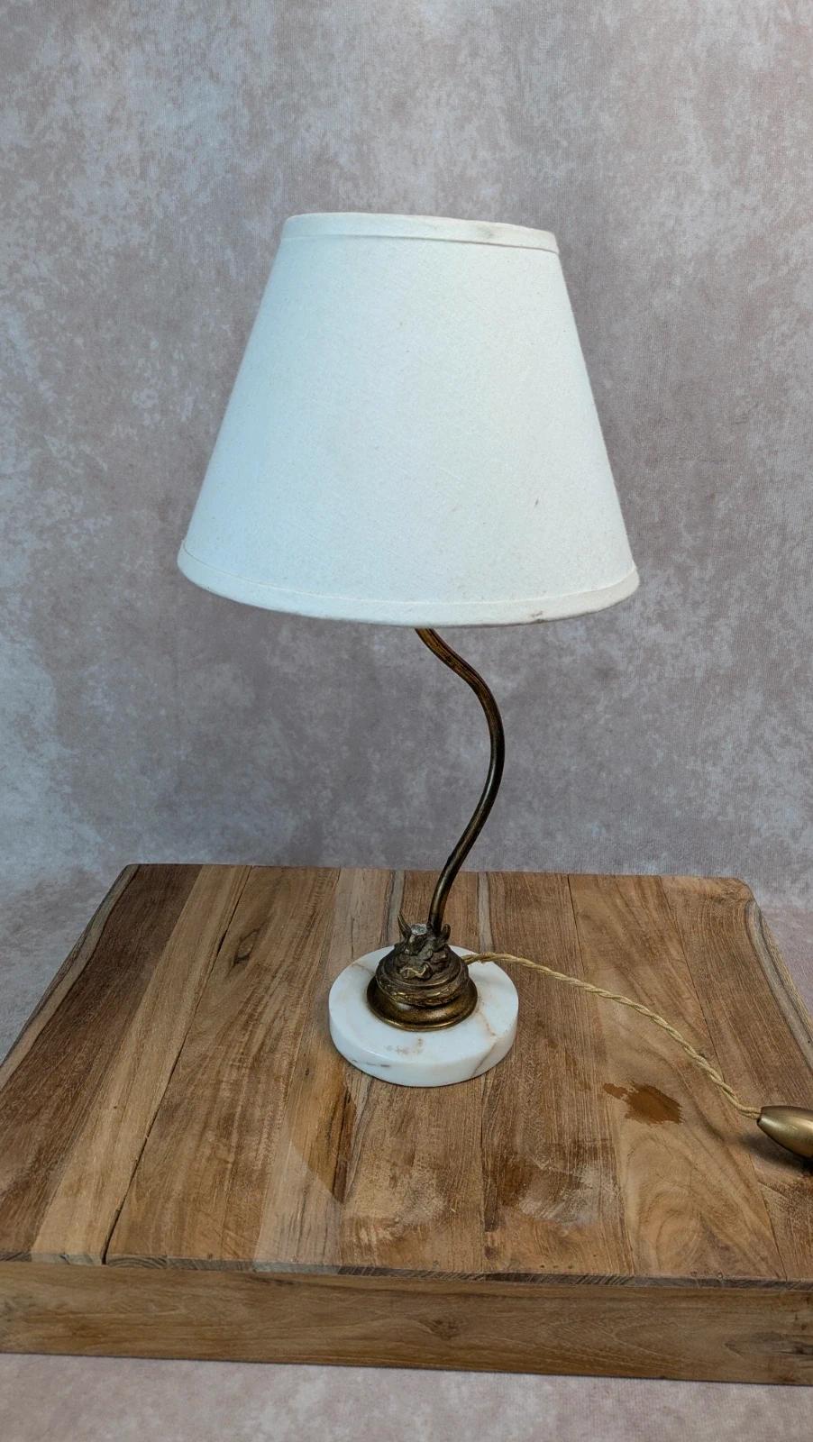 Lampe ancienne pied onyx & laiton –