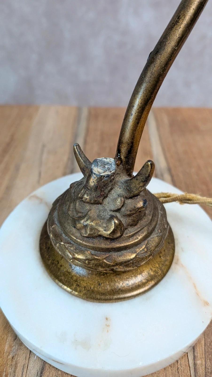 Lampe ancienne pied onyx & laiton –