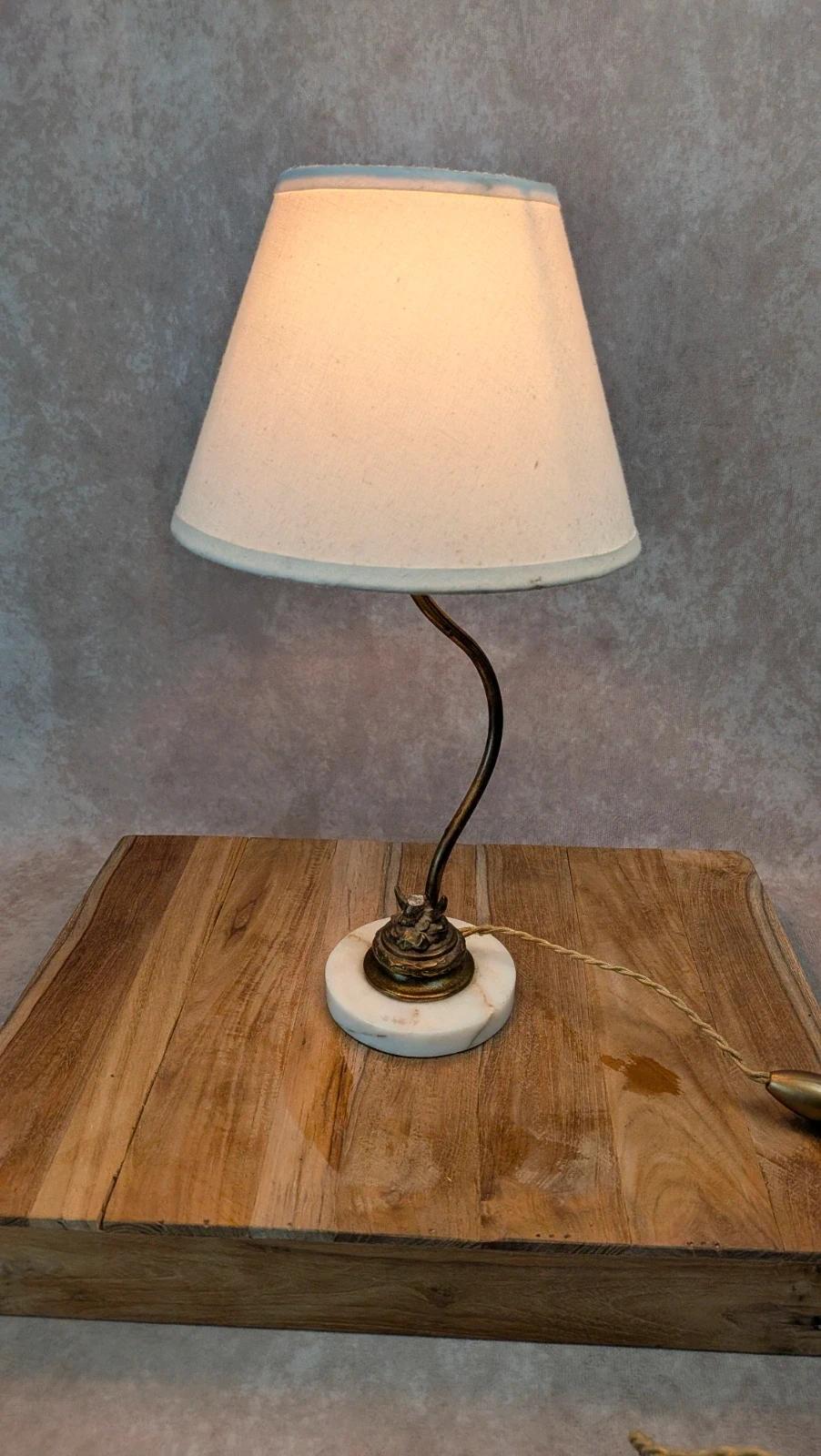 Lampe ancienne pied onyx & laiton –