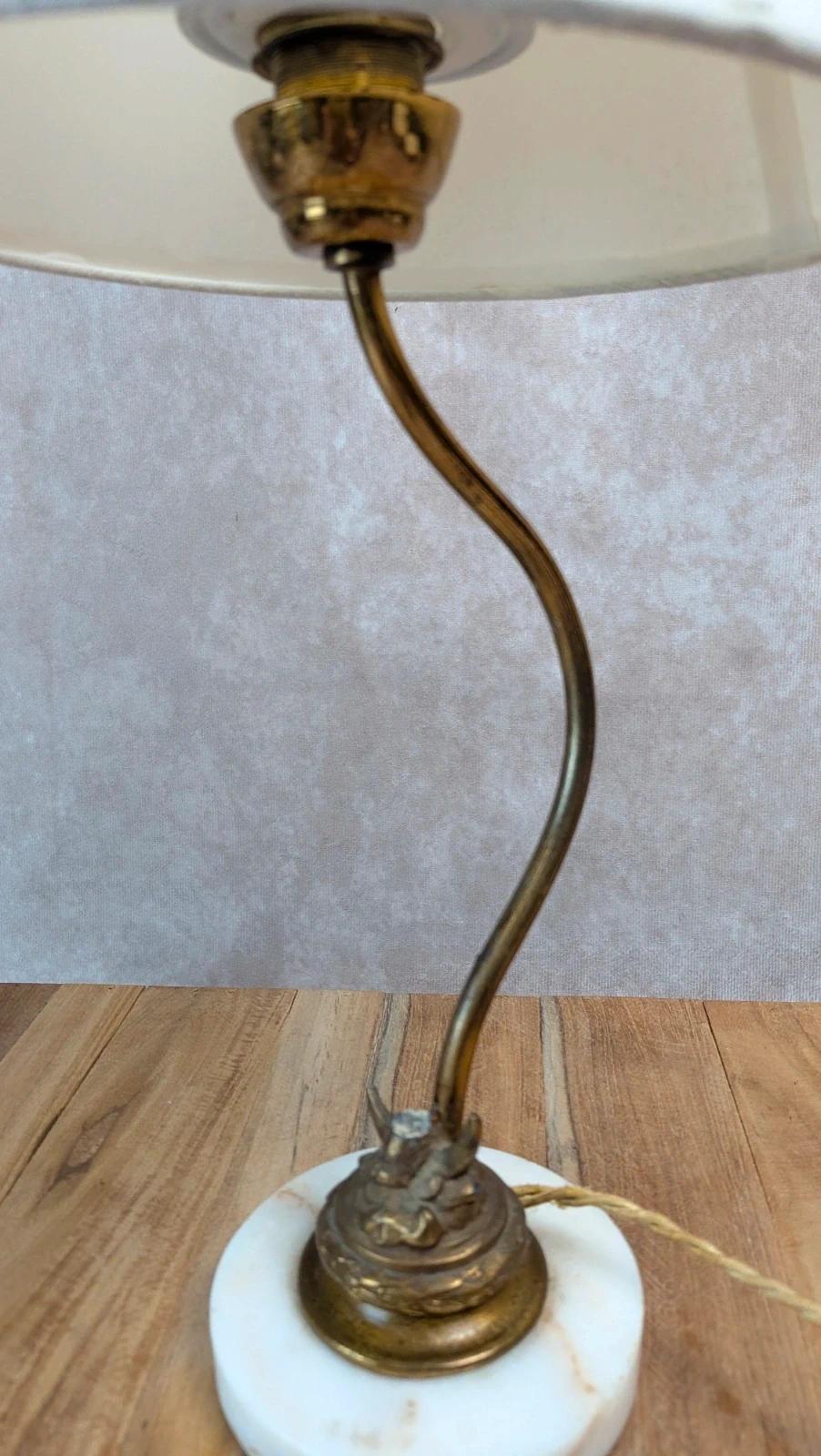 Lampe ancienne pied onyx & laiton –