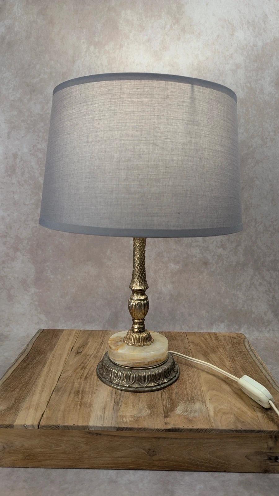 Lampe vintage en onyx et métal doré