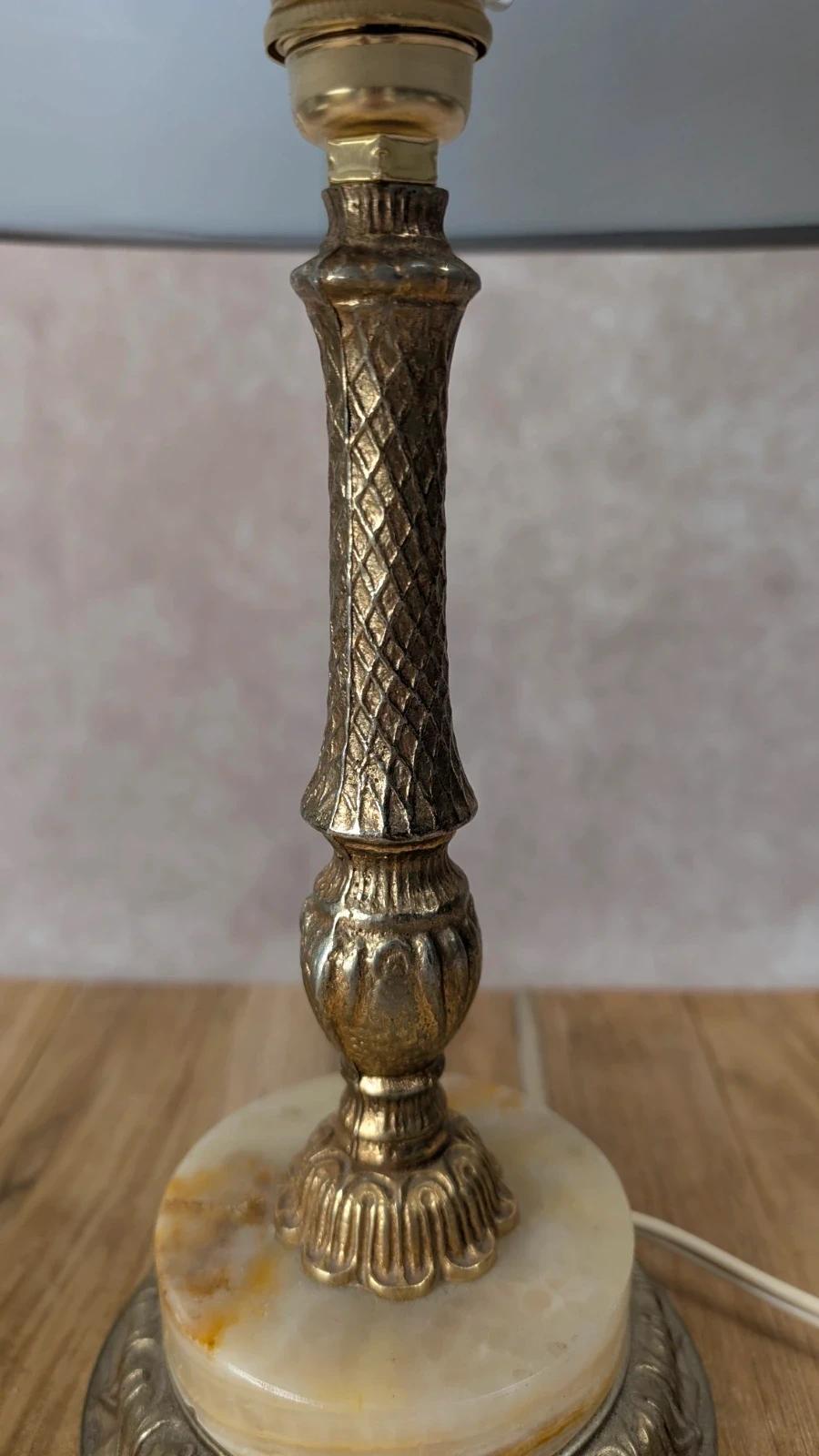 Lampe vintage en onyx et métal doré