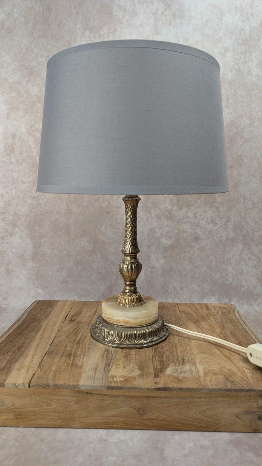 Lampe vintage en onyx et métal doré