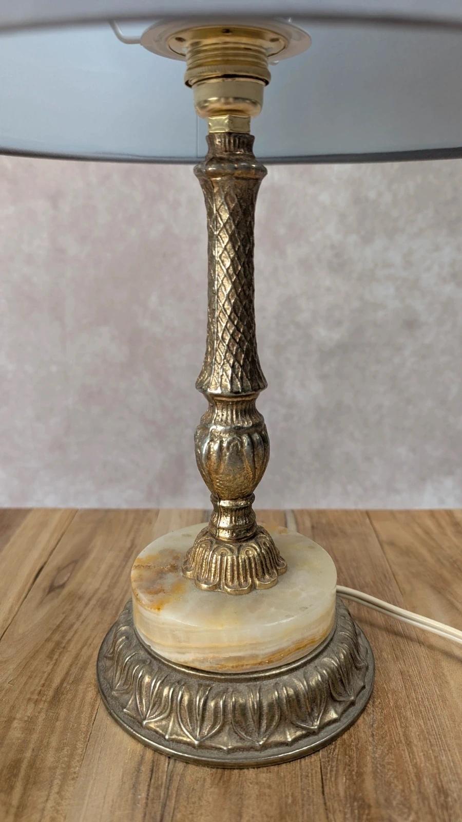 Lampe vintage en onyx et métal doré