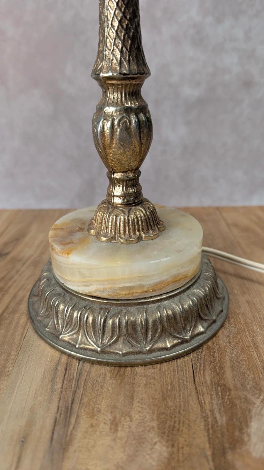 Lampe vintage en onyx et métal doré