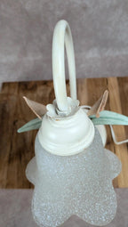 Lampe vintage Massive en métal & verre dépoli – motif fleur