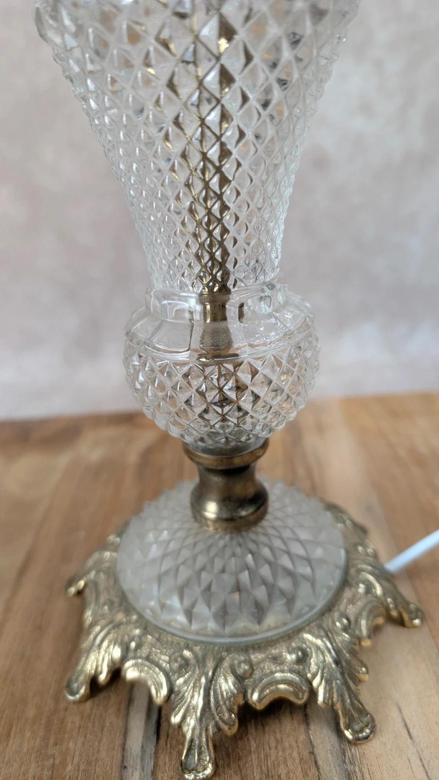 Lampe vintage verre et laiton années 50 - 60