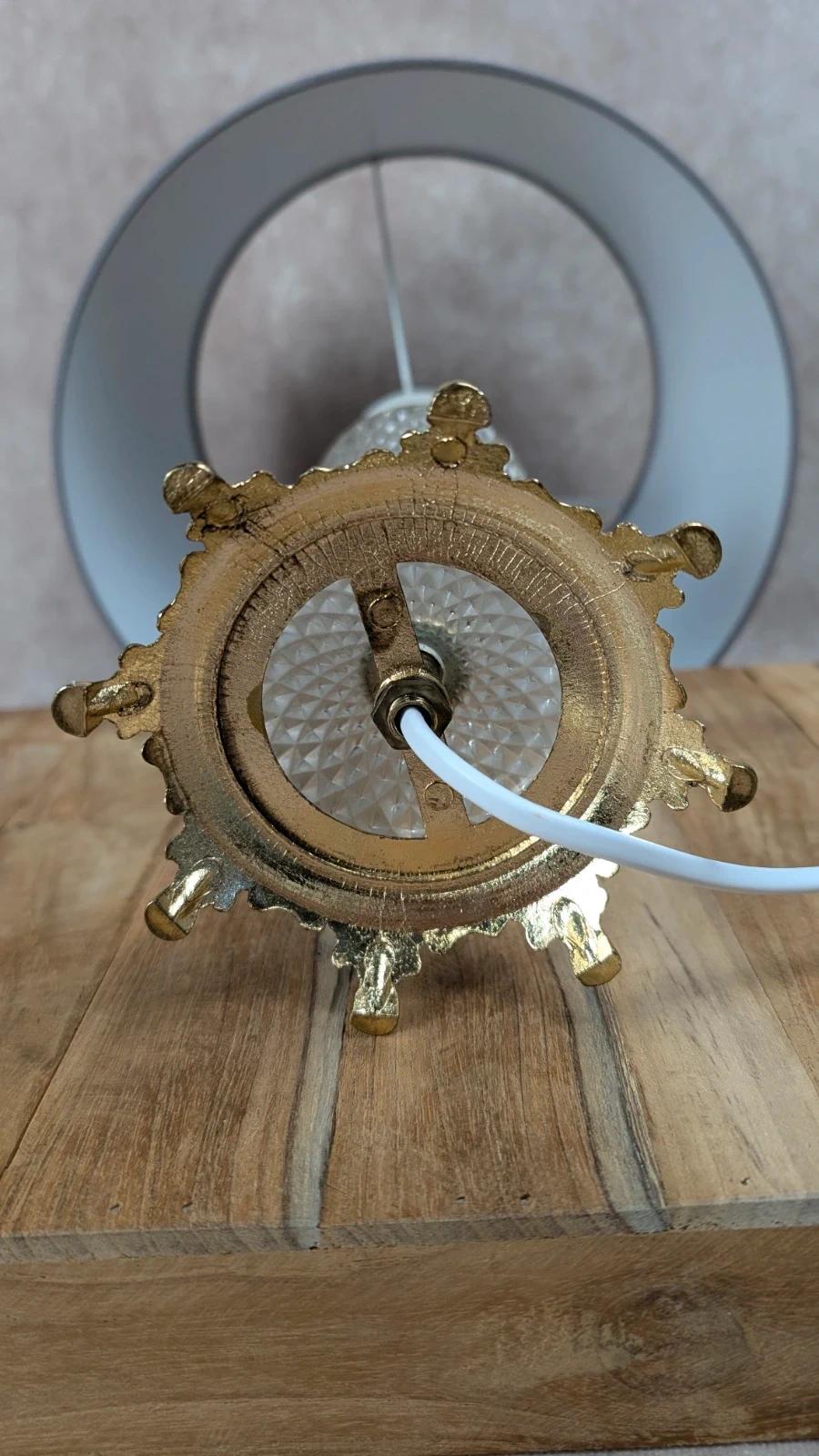 Lampe vintage verre et laiton années 50 - 60