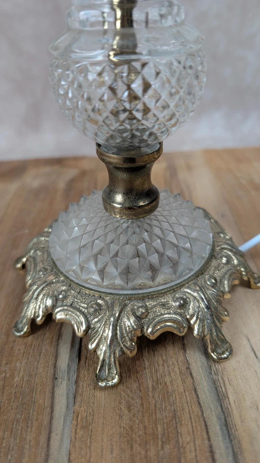 Lampe vintage verre et laiton années 50 - 60