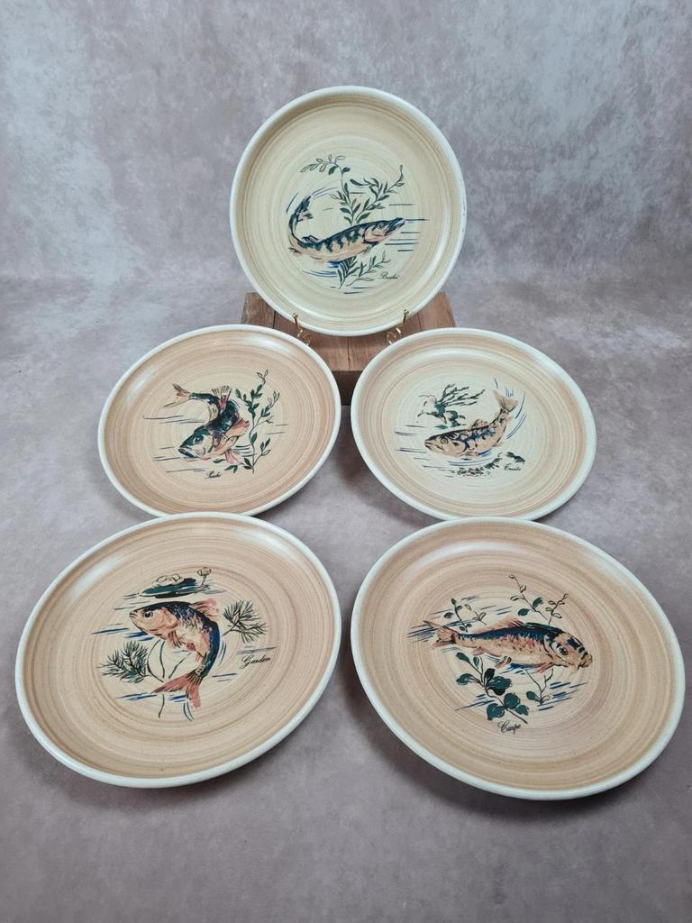 Lot 5 assiettes vintage Granville 🐟 décor poissons Granville