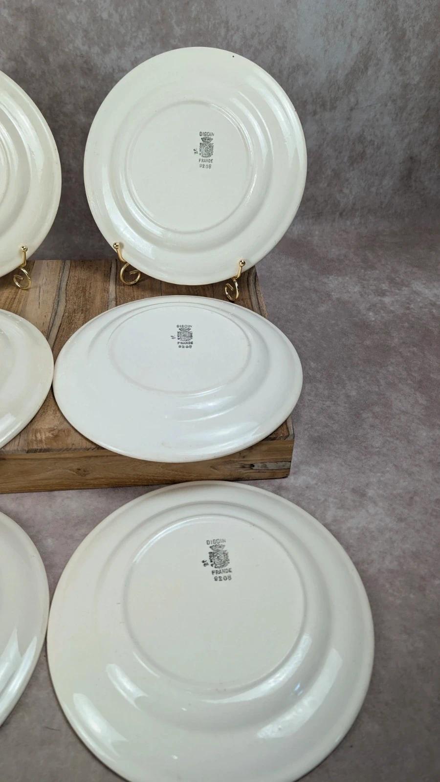 Lot 6 assiettes terre de fer Digoin Sarreguemines