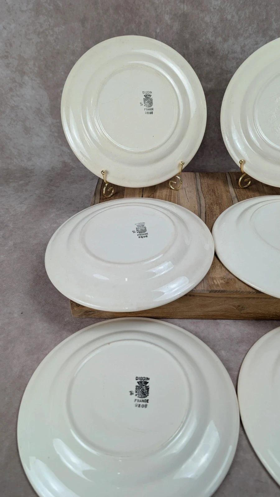 Lot 6 assiettes terre de fer Digoin Sarreguemines