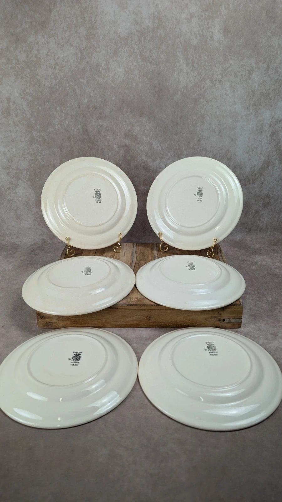 Lot 6 assiettes terre de fer Digoin Sarreguemines