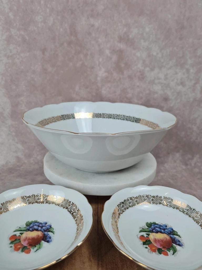 🍑 Lot ancien Bavaria – 1 grand saladier + 6 coupelles à fruits 🍇🍊
