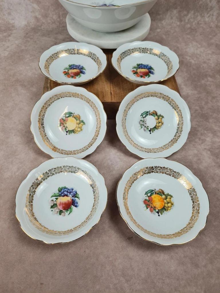 🍑 Lot ancien Bavaria – 1 grand saladier + 6 coupelles à fruits 🍇🍊