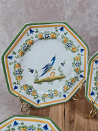 Lot de 12 petites assiettes anciennes Alfred Renoleau, décors différents