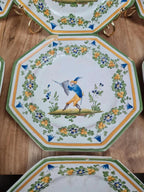 Lot de 12 petites assiettes anciennes Alfred Renoleau, décors différents