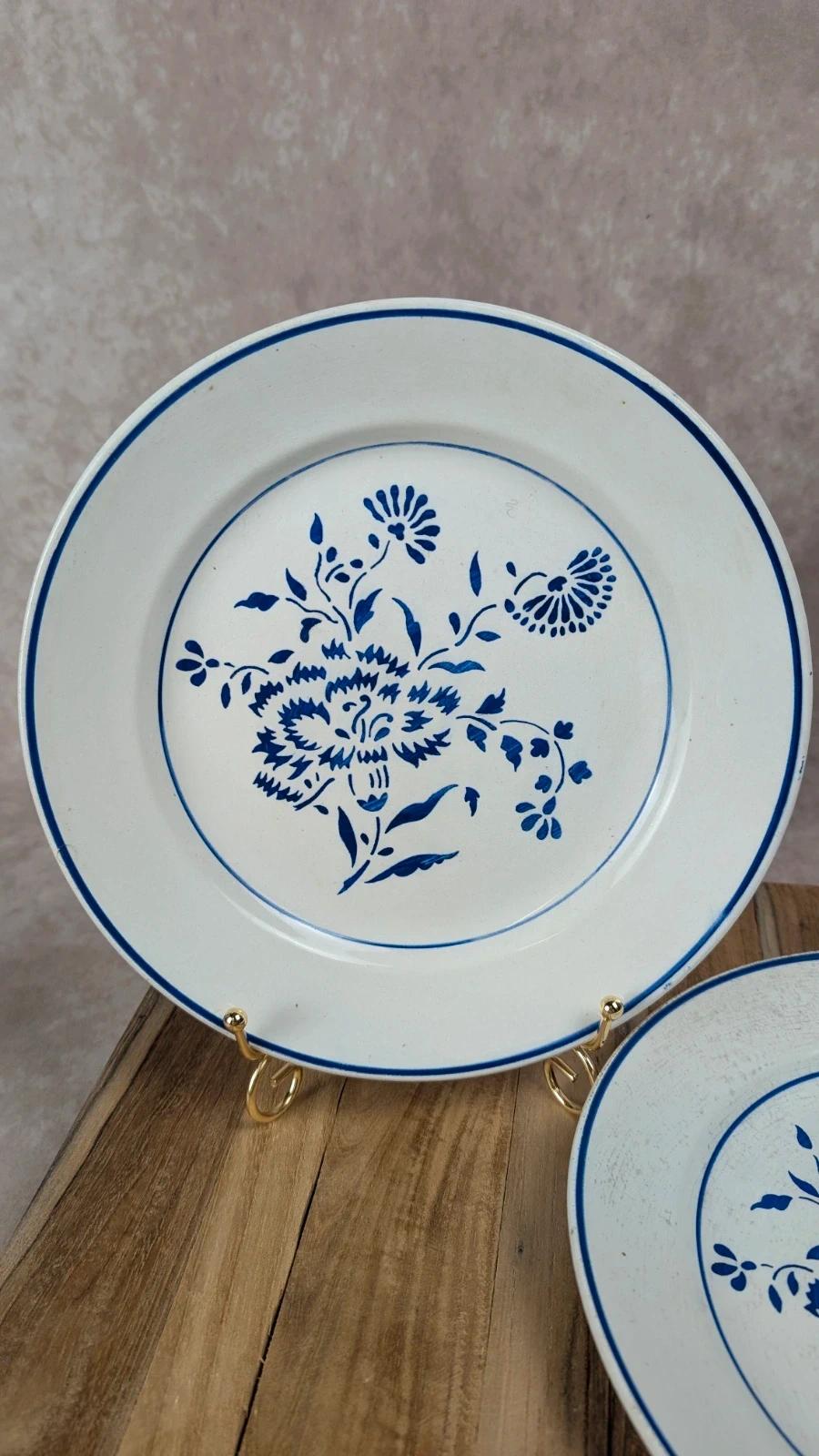 Lot de 2 assiettes anciennes Kg Lunéville modèle « Œillet »