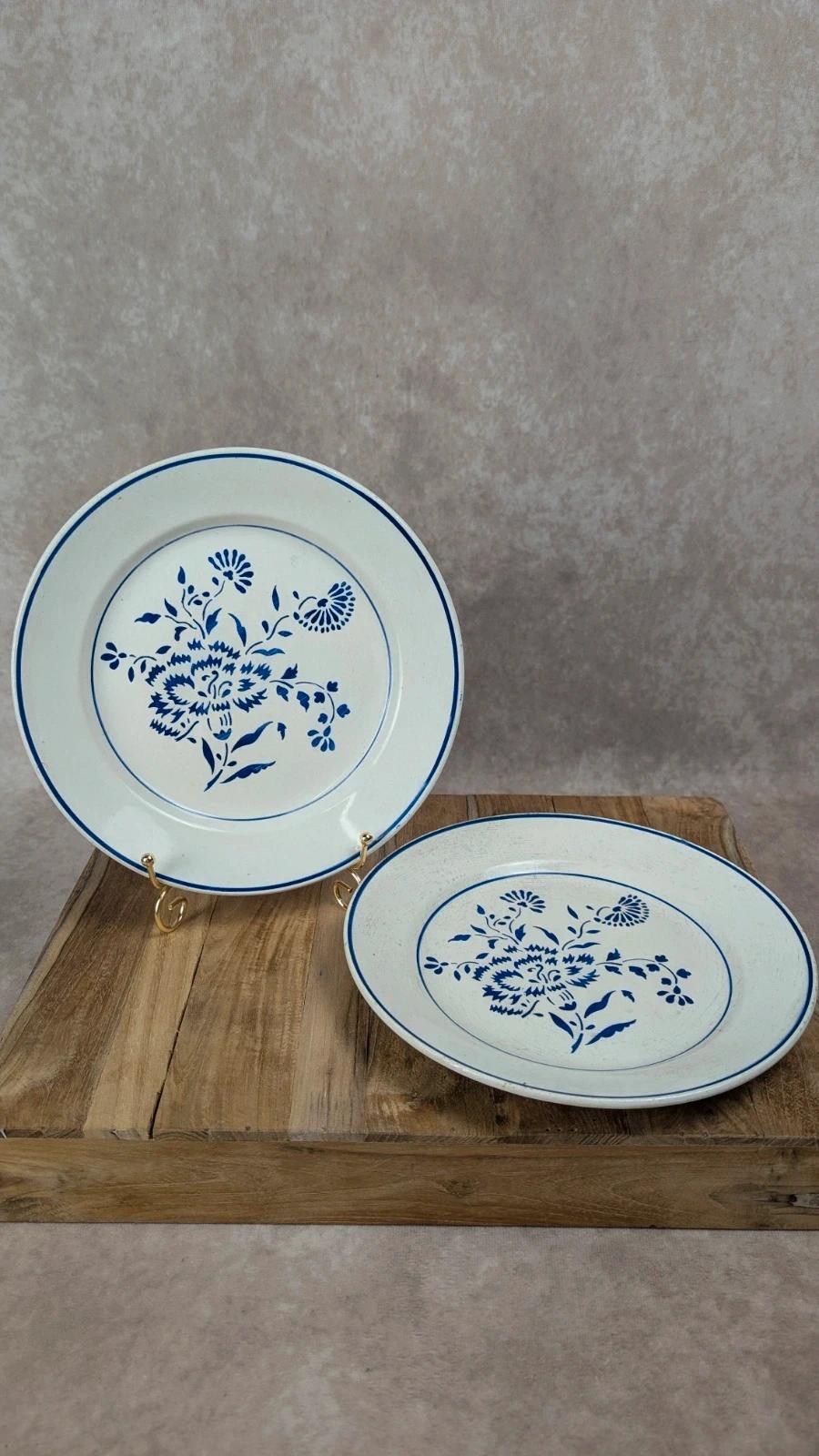 Lot de 2 assiettes anciennes Kg Lunéville modèle « Œillet »