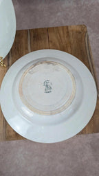 Lot de 2 assiettes anciennes terre de fer – A. Lebacqz & M. Bouchart – Modèle Floral