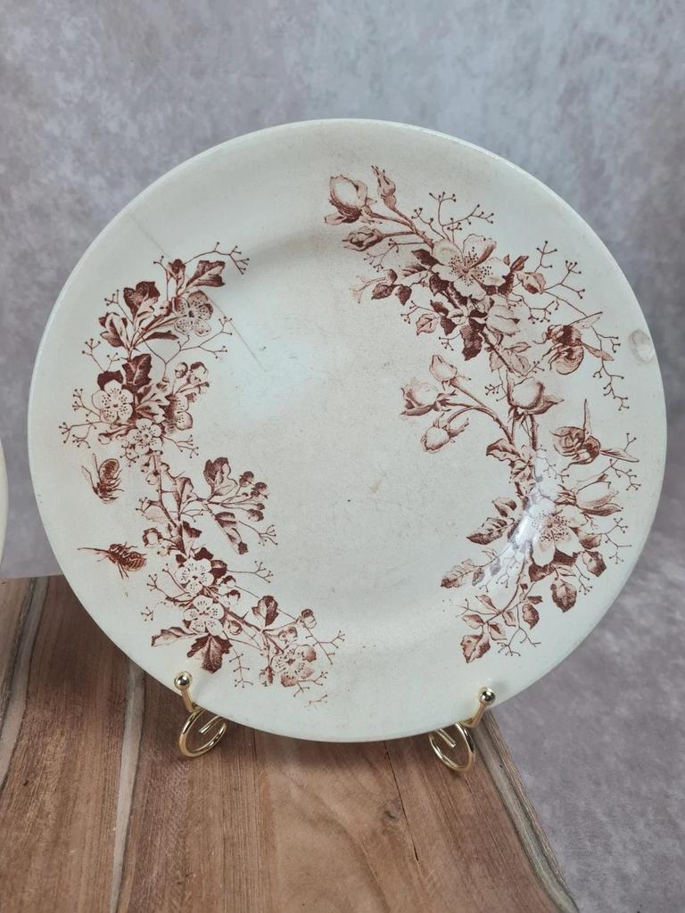 Lot de 2 assiettes anciennes Terre de Fer – Cie Franco - anglaise Paris