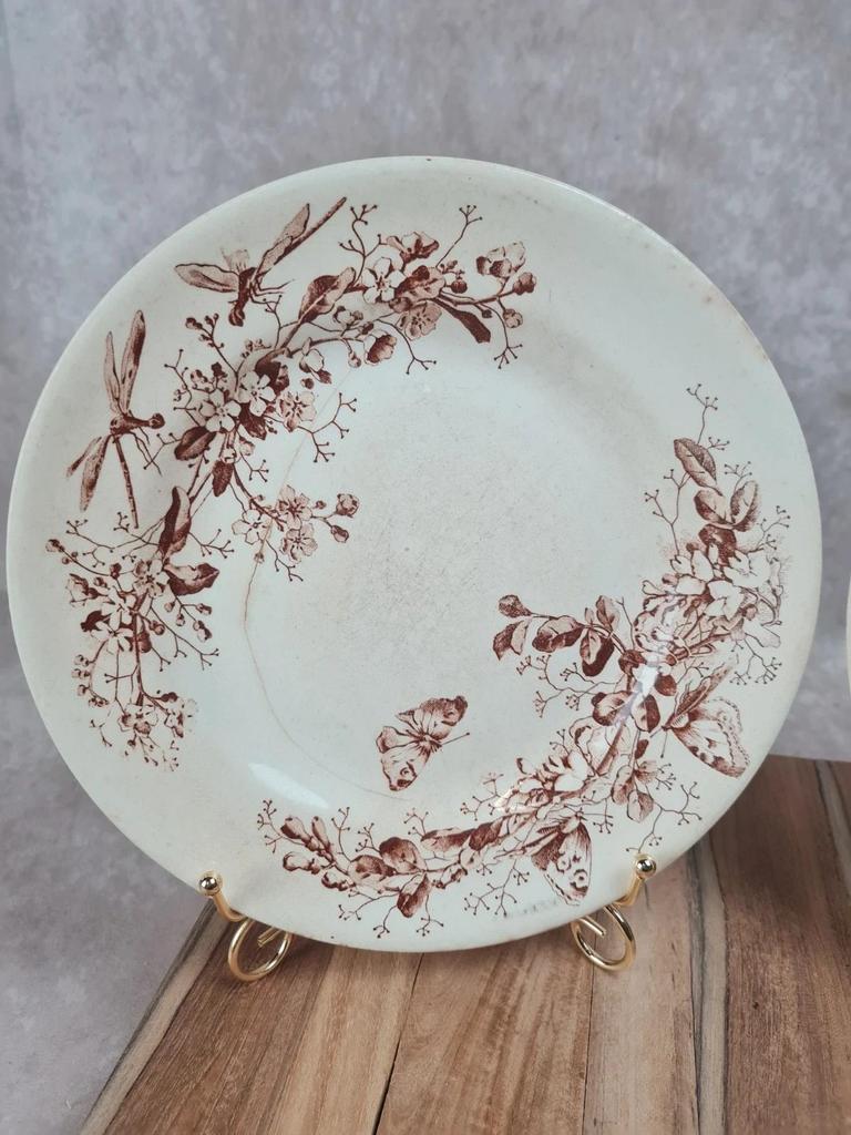 Lot de 2 assiettes anciennes Terre de Fer – Cie Franco - anglaise Paris