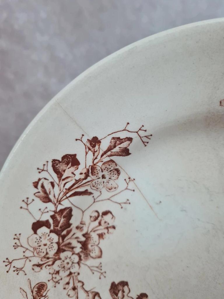 Lot de 2 assiettes anciennes Terre de Fer – Cie Franco - anglaise Paris