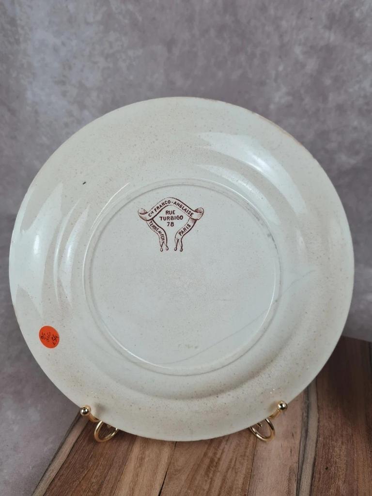 Lot de 2 assiettes anciennes Terre de Fer – Cie Franco - anglaise Paris